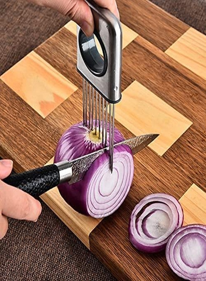 Trifecta Onion Holder Slicer, Airlxf Stainless Steel Fork Slicing Tomato Cutter Onion Peeler Odor Eliminator Vegetable Potato Cutter Slicer Gadget Multipurpose Meat Tenderizers - Image 3